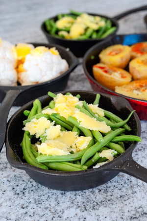 seasonal vegetables prepared grilling in a panの写真素材