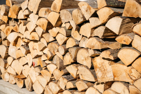 beech wood for the fireplaceの写真素材