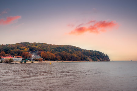 autumn view of the cliff in Gdynia OrÅowoの写真素材