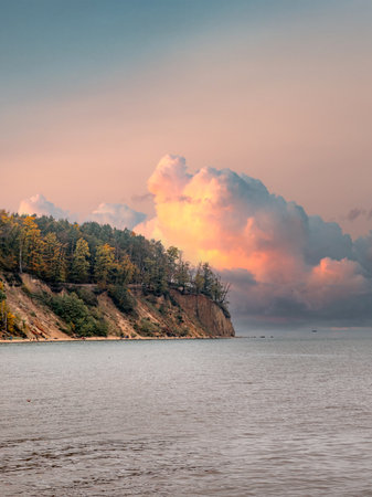 autumn view of the cliff in Gdynia OrÅowoの写真素材