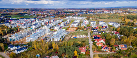 construction site for multi-family buildings built by the developerの写真素材