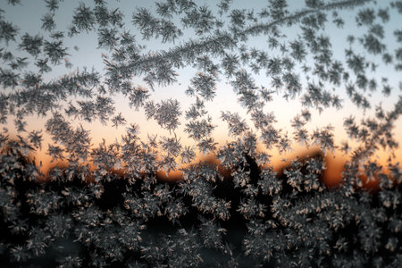 frost painted patterns on the windowの写真素材