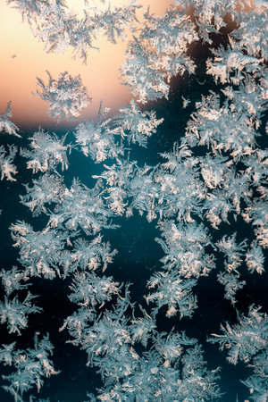 frost painted patterns on the windowの写真素材