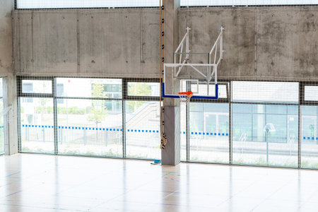 backboard for basketball in the sports hallの写真素材
