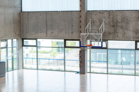 backboard for basketball in the sports hallの写真素材