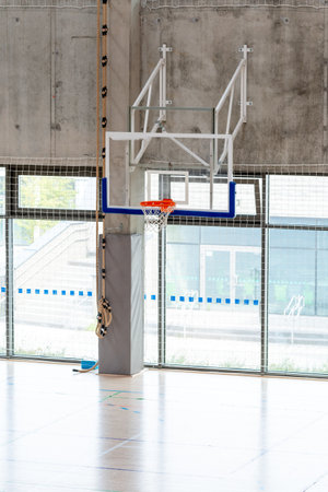 backboard for basketball in the sports hallの写真素材