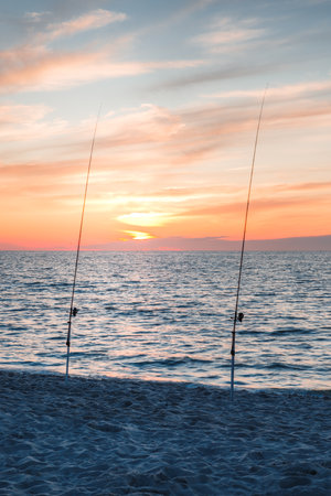 sunset over the baltic sea in polandの写真素材