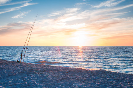sunset over the baltic sea in polandの写真素材