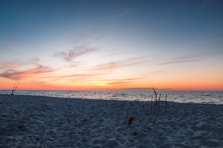sunset over the baltic sea in polandの写真素材