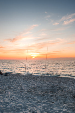 sunset over the baltic sea in polandの写真素材