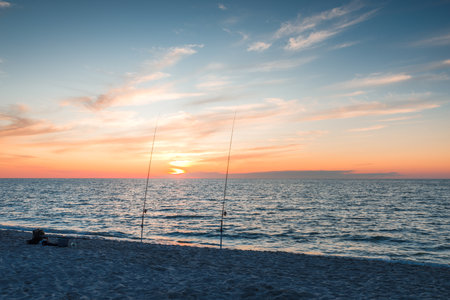 sunset over the baltic sea in polandの写真素材
