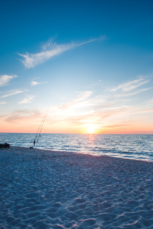 sunset over the baltic sea in polandの写真素材
