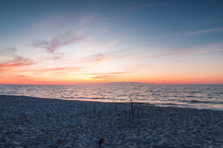 sunset over the baltic sea in polandの写真素材
