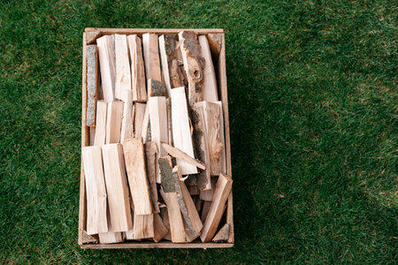 chopped wood ready for the heating seasonの写真素材