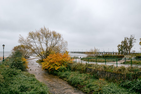 Pier in Gdynia OrÅowo in autumnの写真素材