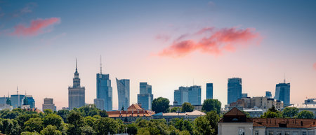 view of Warsaw skyscrapersの写真素材