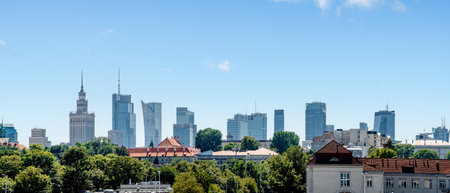 view of Warsaw skyscrapers