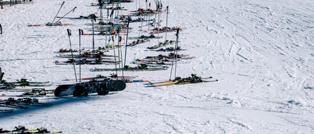 empty ski slope in italyの写真素材