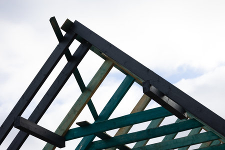 construction of the roof structure of the houseの写真素材