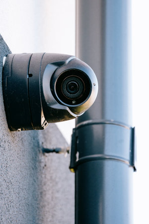 surveillance camera on the building facadeの写真素材
