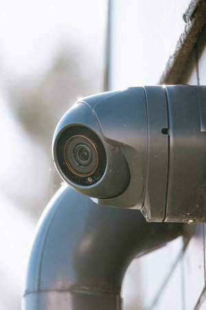 surveillance camera on the building facadeの写真素材