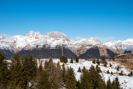 Mountains in Italy. Winter landscape with snowの写真素材