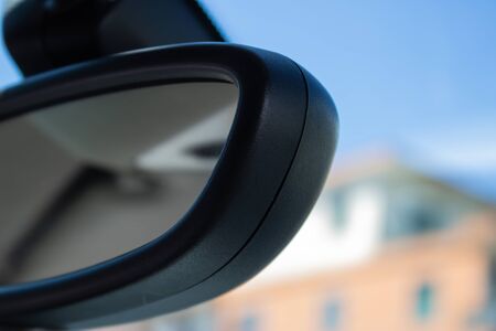 Car rear view mirror view from the car - Imageの写真素材