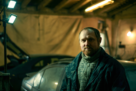 Portrait of a red-haired man with a beardの写真素材