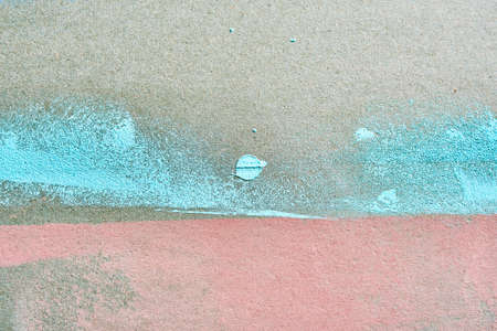 painted drywall texture. background. stripes pink blue yellow turquoise grayの写真素材
