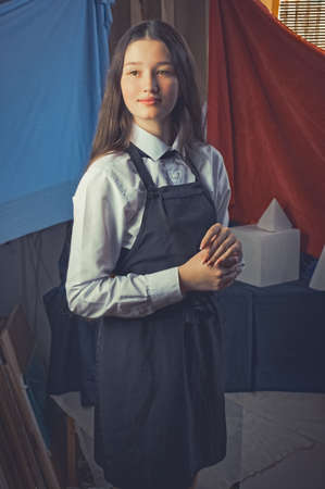 art portrait of a beautiful brunette girlの写真素材