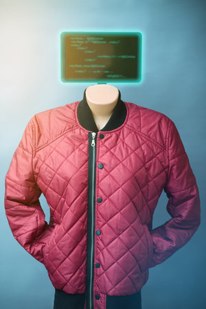 Concept photo of artificial intelligence. Mannequin with a monitor instead of a head. AI technologyの写真素材
