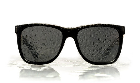  sunglasses water droplets reflecting on the surfaceの写真素材