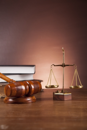 Wooden gavel and justice stuffの写真素材