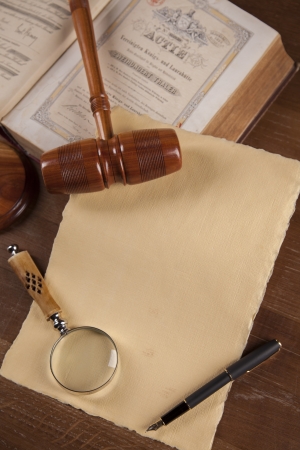 Wooden gavel and justice stuffの写真素材