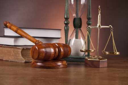 Wooden gavel and justice stuffの写真素材