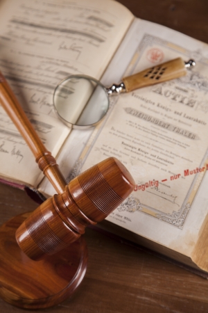 Law theme, mallet of judge, wooden gavelの写真素材