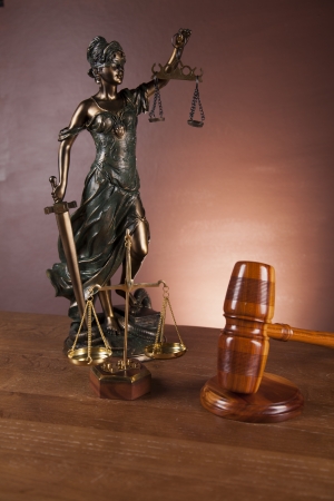 Wooden desk in a law firmの写真素材