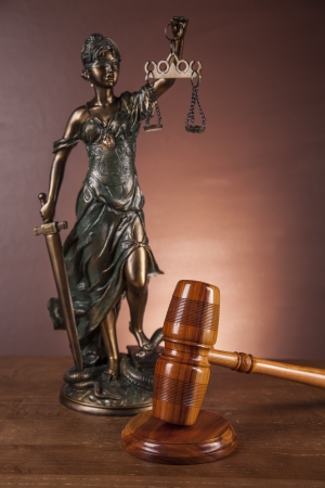 Wooden desk in a law firmの写真素材