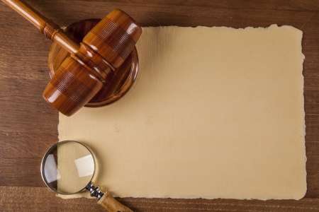 Wooden desk in a law firmの写真素材