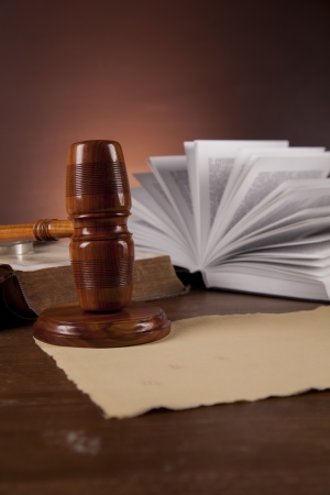 Wooden desk in a law firmの写真素材