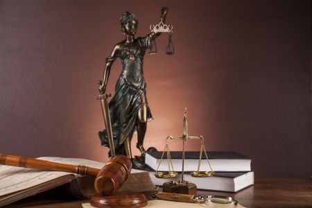 Justice concept with gavel on dark backgroundの写真素材
