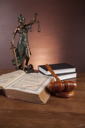 Justice concept with gavel on dark backgroundの写真素材