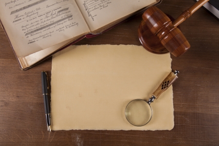 Justice concept with gavel on dark backgroundの写真素材