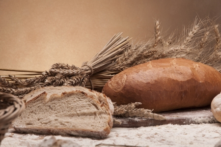 Rolls and bread in atmospheric compositionの写真素材