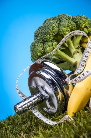 Health and fitness composition, fruits and vegetablesの写真素材
