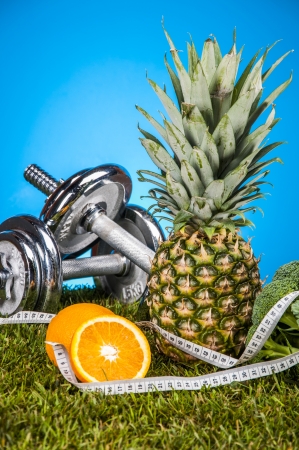 Fruits and vegetables, fitness themeの写真素材