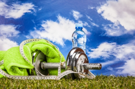 Colorful fitness composition, fitness stuffの写真素材