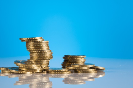 Earning concept with gold coinsの写真素材