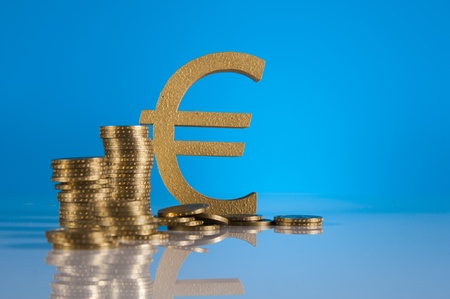 Financial theme with blue backgroundの写真素材