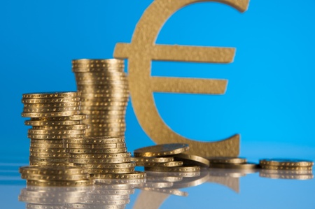 Financial theme with blue backgroundの写真素材